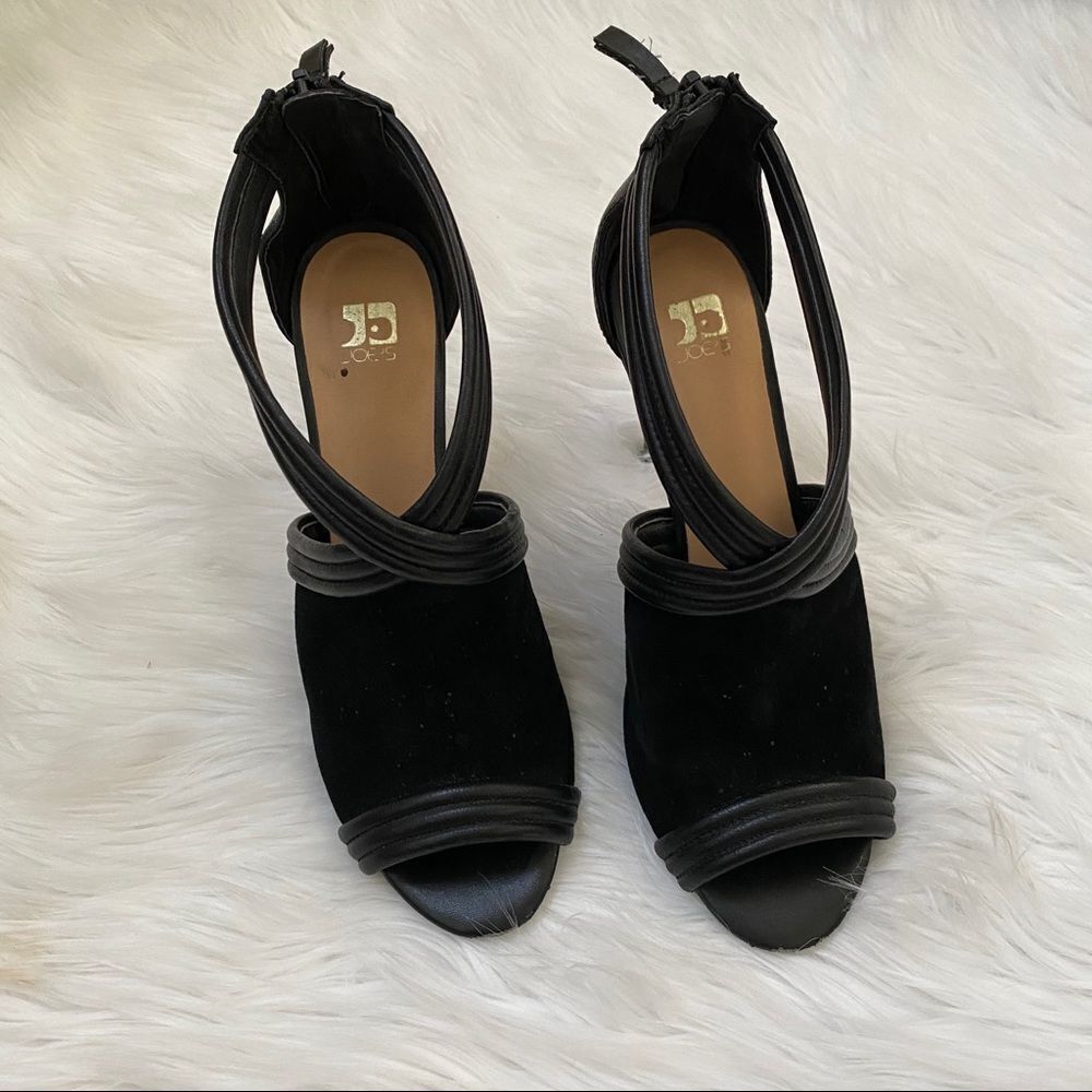 Joe’s Jeans black suede leather heels sandals 8